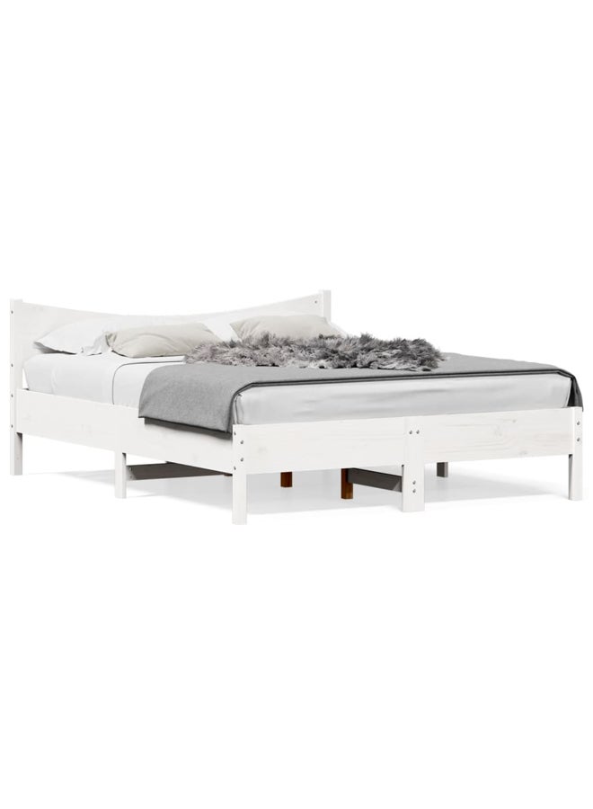 vidaxl Bed Frame without Mattress White 160x200 cm Solid Wood Pine 3216364 - Image 1