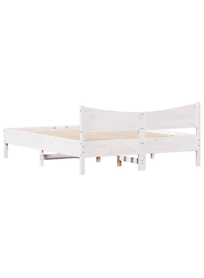 vidaxl Bed Frame without Mattress White 160x200 cm Solid Wood Pine 3216364 - Image 5