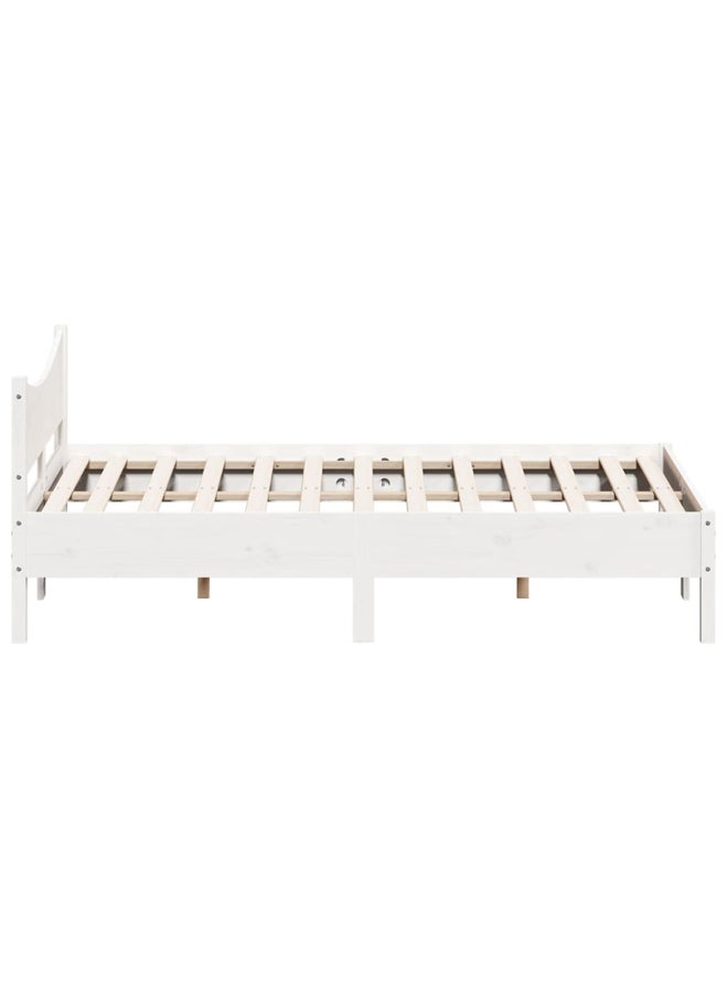 vidaxl Bed Frame without Mattress White 160x200 cm Solid Wood Pine 3216364 - Image 3