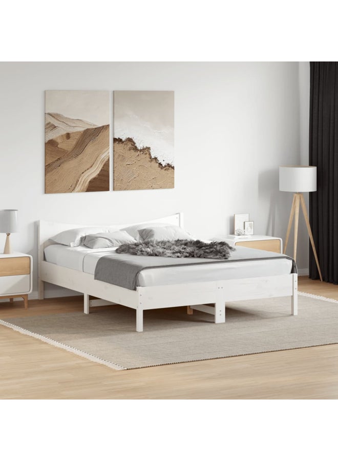 vidaxl Bed Frame without Mattress White 160x200 cm Solid Wood Pine 3216364 - Image 2