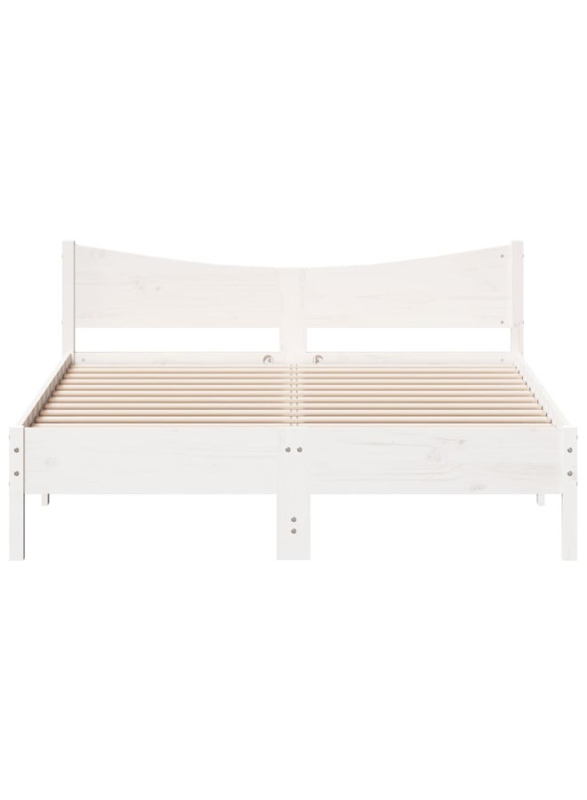 vidaxl Bed Frame without Mattress White 160x200 cm Solid Wood Pine 3216364 - Image 4
