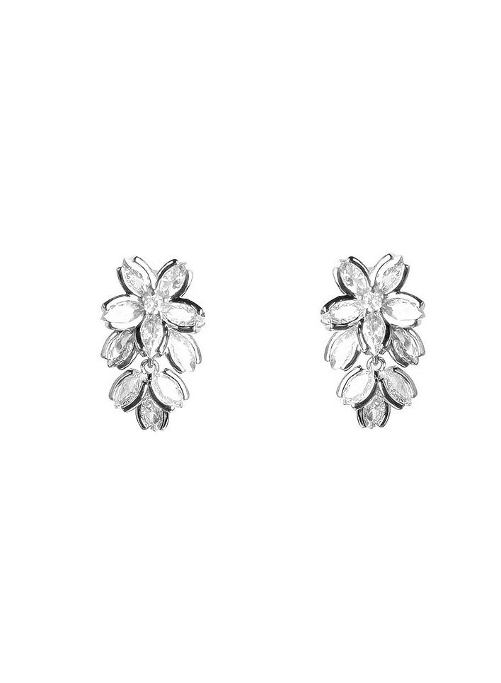 Goolsky S925 Sterling Silver Floral Zircon Stud Earrings for Women – Elegant Small Luxury Ear Jewelry, Chic Socialite Style - Image 1