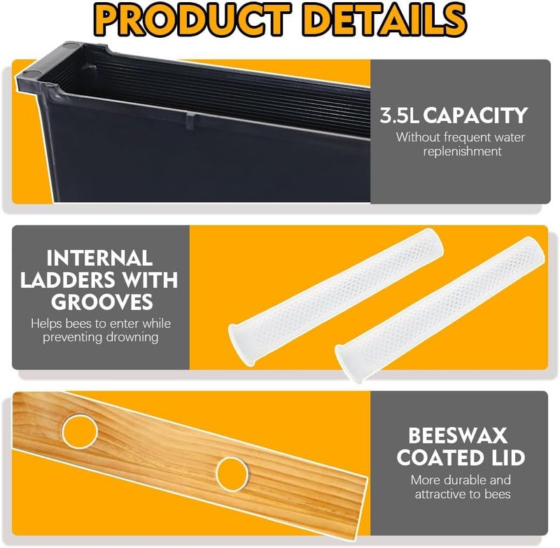 BeeCastle 2 Pack 3.5L Beehive Feeder Beehive Frame Feeder Deep Frame Water Feeder for Beekeeping Bee Feeding Tools - Image 2