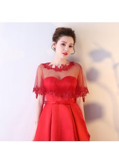 Bridal Lace Wedding Shawl Cape Burgundy