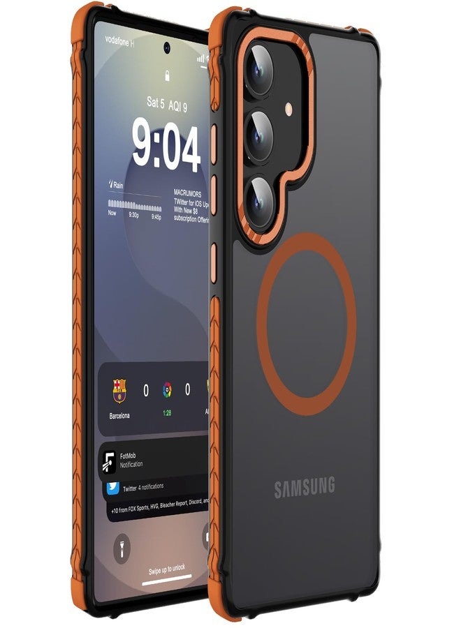 DEERLAMN Strong Magnetic Case for Samsung Galaxy S25 6.2-Inch,[Compatible with Magsafe][Military Grade Drop Protection] Translucent Matte Shockproof Protective Phone Cover, Forest Orange - Image 1