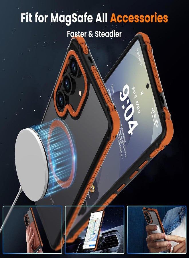 DEERLAMN Strong Magnetic Case for Samsung Galaxy S25 6.2-Inch,[Compatible with Magsafe][Military Grade Drop Protection] Translucent Matte Shockproof Protective Phone Cover, Forest Orange - Image 5