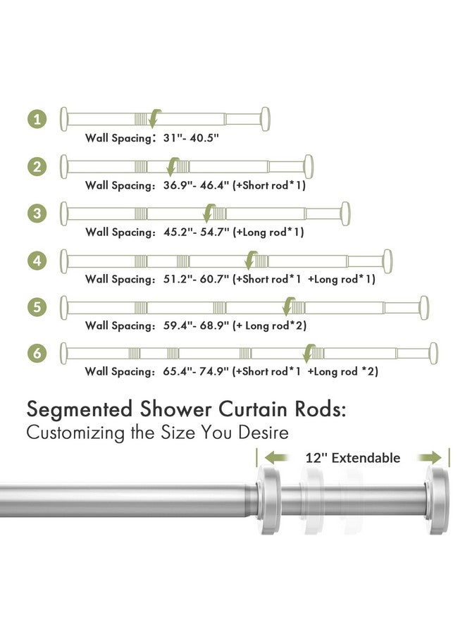 AmazerBath AmazerBath Spring Tension Shower Curtain Rod, 31-75 Inches Heavy Duty Tension Rod Rust Proof Bathroom Curtain Rod, Adjustable No Drill Easy Segmented Installation, Silver  - Image 2