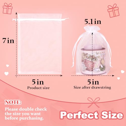 Crweety 50 Pack White Organza Bags 5x7 Inch, Small Mesh Gift Bags for Jewelry Sachet, Elegant Small Mesh Bag Drawstring for Candy Wedding Party Favor, Bridal Shower, Baby Shower & Mothers Day - Image 2