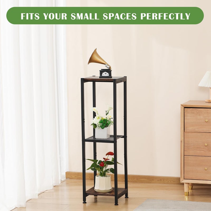 Dipion Extra Tall Plant Stand Indoor,40 Inch Plant Stands,3 Tier Metal Plant Stand with Heavy Duty Wood and Metal Mesh Shelf,Rustic Brown and Black - Image 5