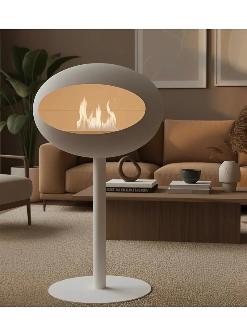 Gardenia Céline Fireplace – Elegant Smokeless Ethanol Fireplace – Nordic Design Inspired by Scandinavian Style – Made of Heat-Resistant Matte White Iron for Indoor and Outdoor Use - Image 1
