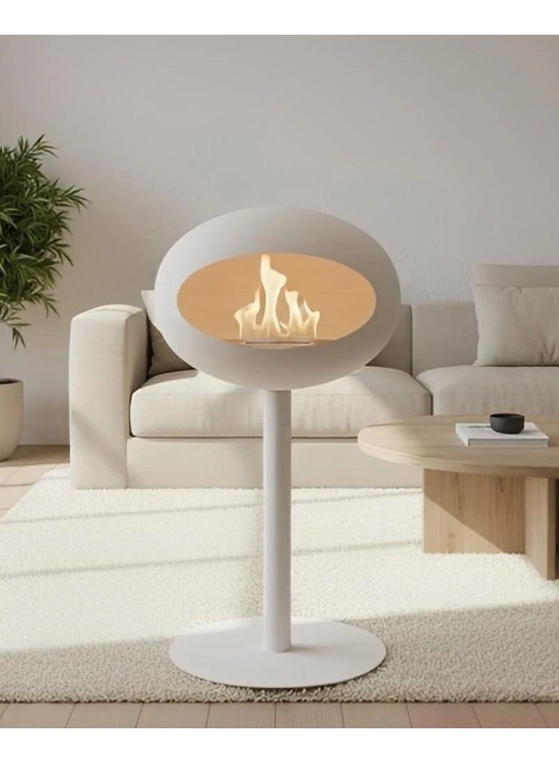 Gardenia Céline Fireplace – Elegant Smokeless Ethanol Fireplace – Nordic Design Inspired by Scandinavian Style – Made of Heat-Resistant Matte White Iron for Indoor and Outdoor Use - Image 2