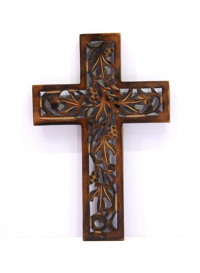 ESPLANADE ESPLANADE Jesus Christ Cross Catholic Wooden Crucifix for Wall, Church Chapel | Home Decor | Wood - 12.25" Inches - Brown  - Image 1