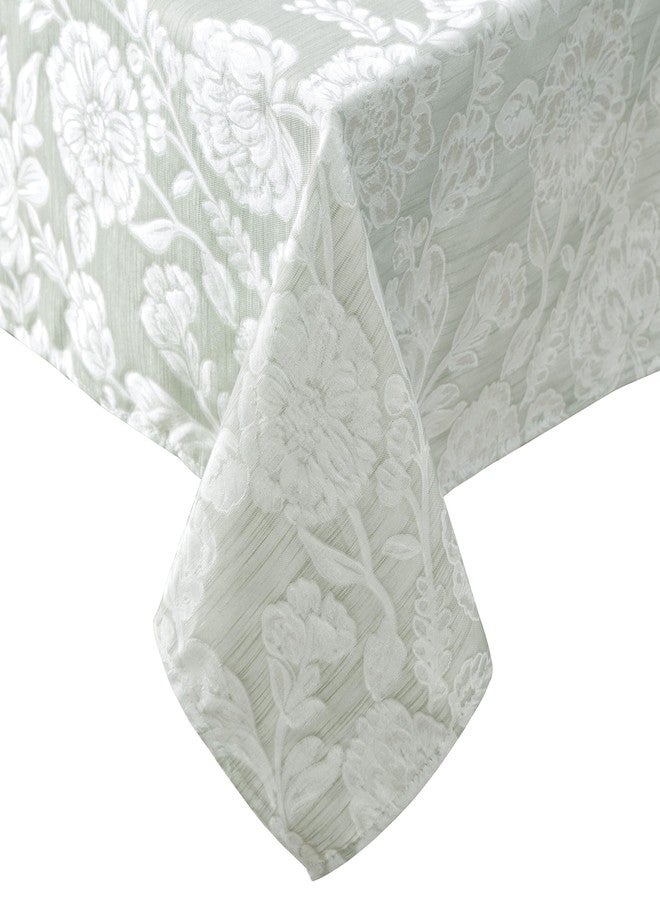 Laura Ashley Annaleigh Tablecloth Jacquard Fabric, Wrinkle Resistant for Dining, Holiday, Party, Wedding or Banquet, 60" x 120", Sage - Image 1