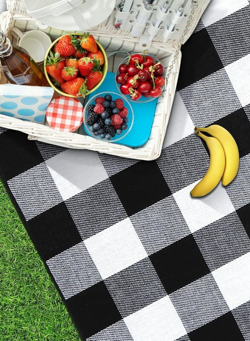 بساط نزهة للتخييم في الهواء الطلق ٢ × ٣ متر - بساط قابل للطي ومقاوم للماء ٢٠٠ × ٣٠٠ سم (أسود الب) - Image 4