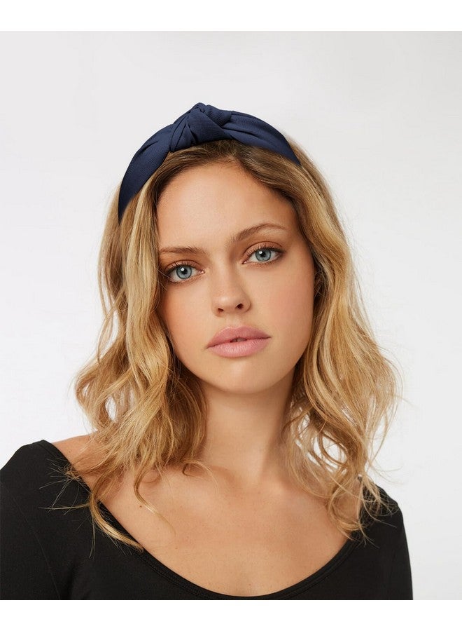 Wecoe 2 Pack Knotted Headbands For Women Navy Blue White Wide Headbands Hair Bands For Women'S Hair Non Slip Fashion Cloth Headbands Hair Accessories For Women Girls Diademas Coreanas Para Mujer Gifts - Image 3