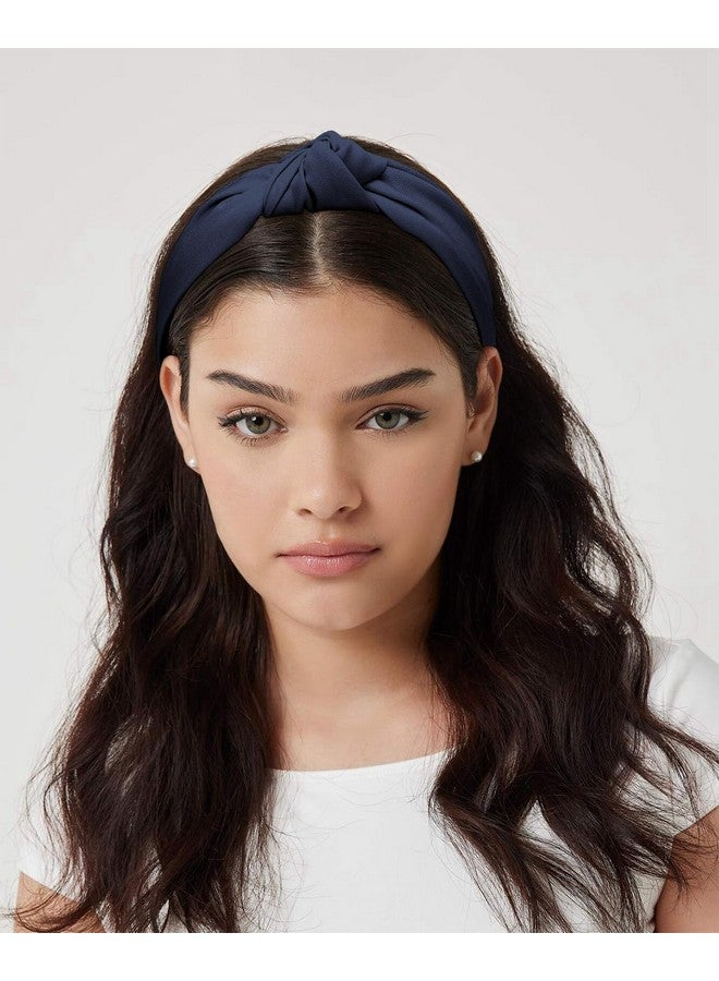 Wecoe 2 Pack Knotted Headbands For Women Navy Blue White Wide Headbands Hair Bands For Women'S Hair Non Slip Fashion Cloth Headbands Hair Accessories For Women Girls Diademas Coreanas Para Mujer Gifts - Image 2
