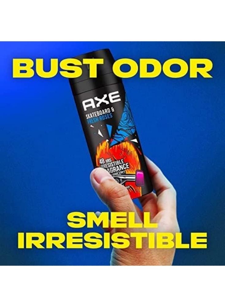 Axe Skateboard & Fresh Roses Body Spray for Men 150ml – 48H Long-Lasting Deodorant - Image 2