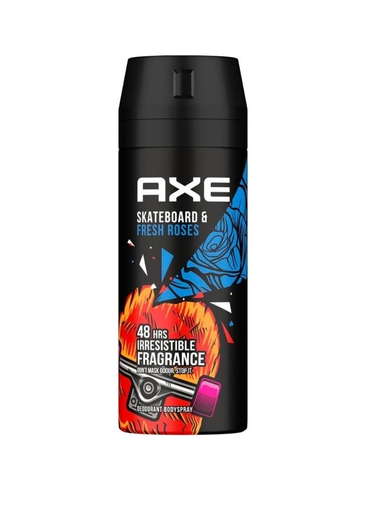 Axe Skateboard & Fresh Roses Body Spray for Men 150ml – 48H Long-Lasting Deodorant - Image 1