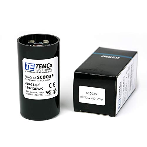 TEMCo Industrial TEMCo 460-552 uF MFD CD60 Start Capacitor 110-125V AC Round | 50/60 Hz Motor Start Capacitor for HVAC, Compressor, Pump - Image 1