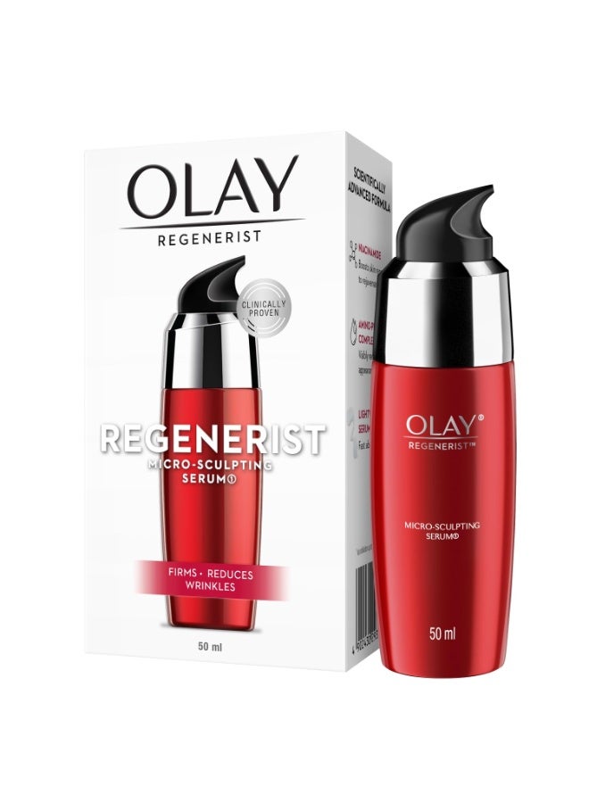 Olay Regenerist Micosculpting Serum | Hydrated, Plump, Bouncy Skin | With Hyaluronic Acid, Niacinamide and Peptides | Normal, Oily, Dry, Combination Skin | 50ml - Image 4