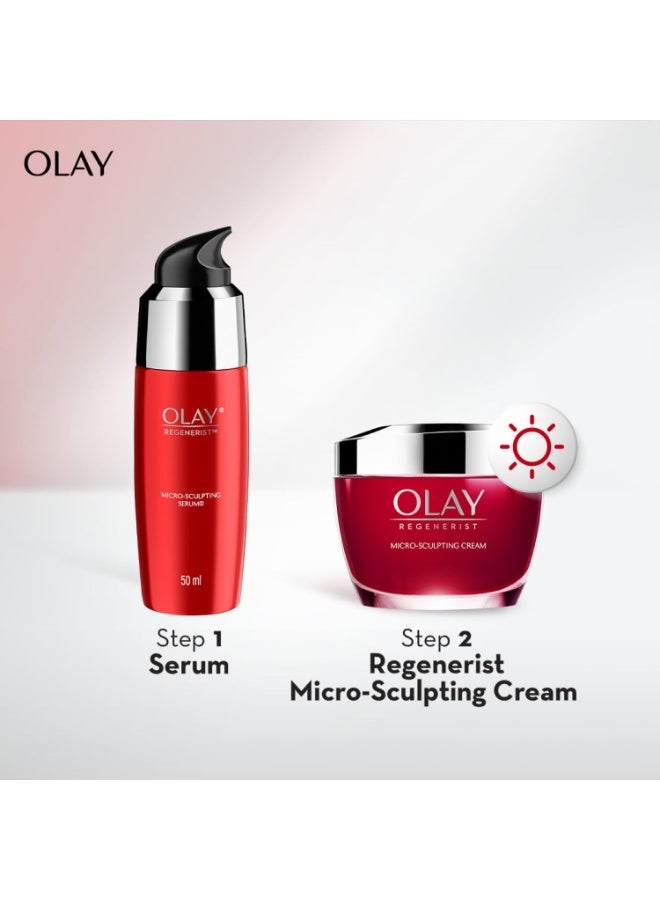 Olay Regenerist Micosculpting Serum | Hydrated, Plump, Bouncy Skin | With Hyaluronic Acid, Niacinamide and Peptides | Normal, Oily, Dry, Combination Skin | 50ml - Image 3