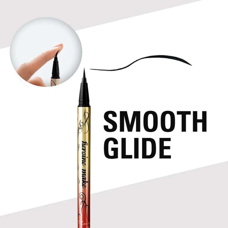 HEROINE MAKE by KISSME Waterproof Eyeliner for Intense Color & Ultra-Fine 0.1mm Tip, Liquid Eyeliner Pen with Organic Beauty Serum, Cat Eye Liner for Long Lasting Dramatic Lines, Jet Black 1 EA, PRIME - Image 5