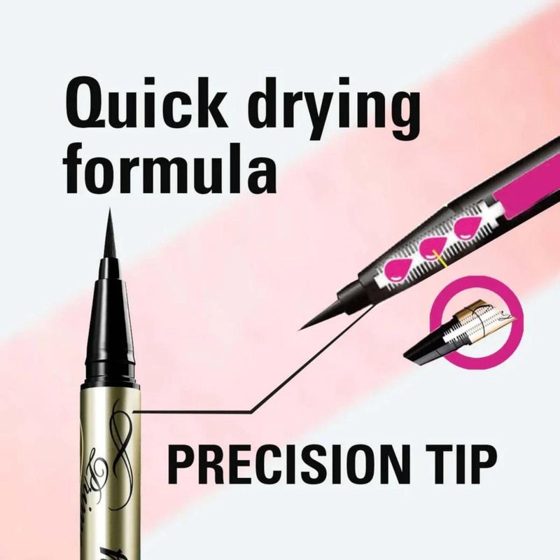 HEROINE MAKE by KISSME Waterproof Eyeliner for Intense Color & Ultra-Fine 0.1mm Tip, Liquid Eyeliner Pen with Organic Beauty Serum, Cat Eye Liner for Long Lasting Dramatic Lines, Jet Black 1 EA, PRIME - Image 2