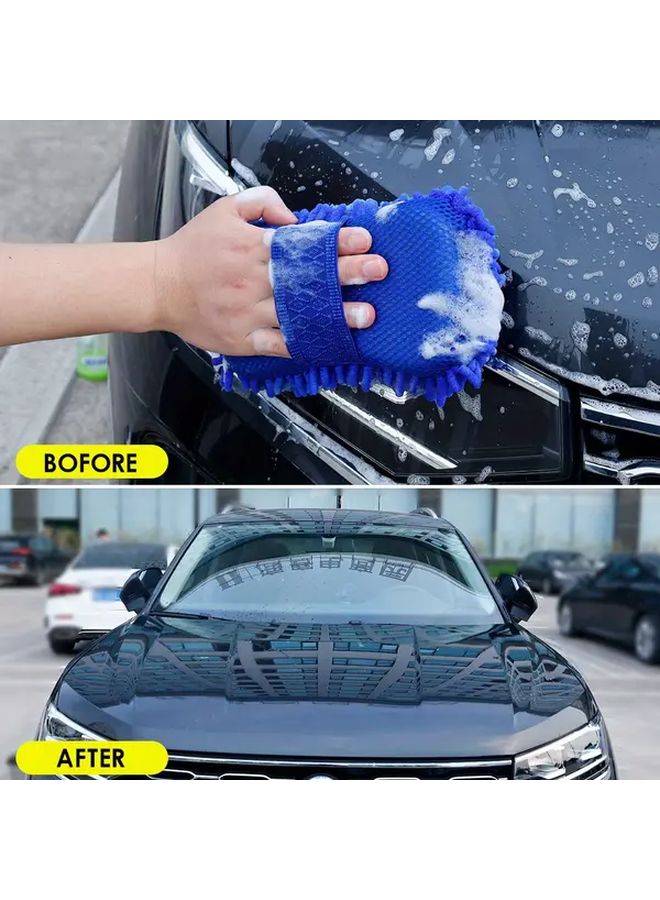 1pc Soft Chenille Microfiber Sponge Brush with Scrubber Head Heavy Duty Water Absorbing Scratch Free Car Motorcycle Detailing Sponge Blue Bristles Black Scrubber For Wheel Rim Body Cleaning - Image 5