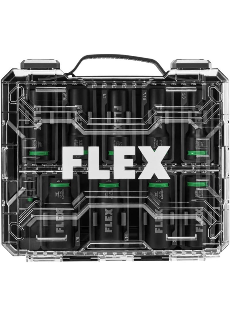 FLEX FLEX STACK PACK 10Piece Thin Wall Deep Well 6Point 12Inch Drive Impact Nut Socket Set  FAM1040110  - Image 1