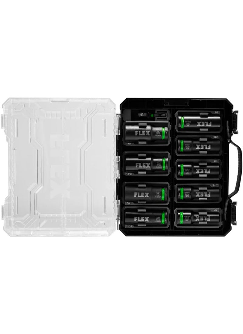 FLEX FLEX STACK PACK 10Piece Thin Wall Deep Well 6Point 12Inch Drive Impact Nut Socket Set  FAM1040110  - Image 3