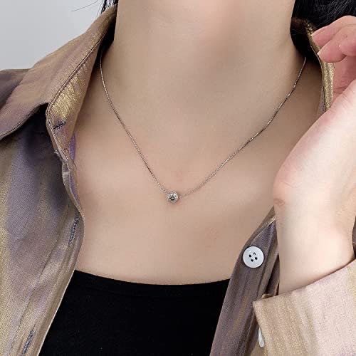 Dankadi Women 925 Sterling Silver Necklace - Pattern Hollow Ball Pendant Choker- Charm Box Chain 17" - Italian Silver Fine Jewelry Gift - Image 5