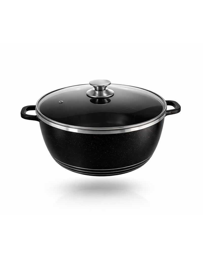 ديسيني طقم أواني طهي غير لاصقة مطلية بالجرانيت من الجرانيت مع غطاء زجاجي أسود - Image 2