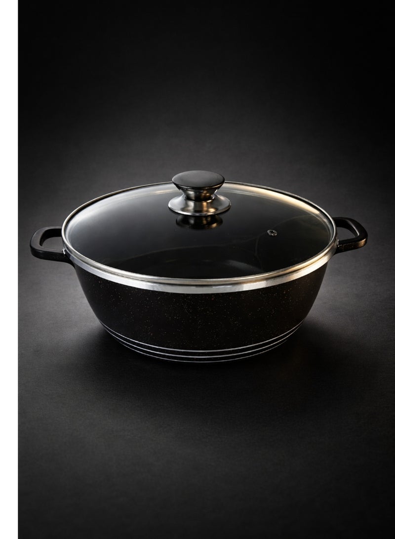 ديسيني طقم أواني طهي غير لاصقة مطلية بالجرانيت من الجرانيت مع غطاء زجاجي أسود - Image 4