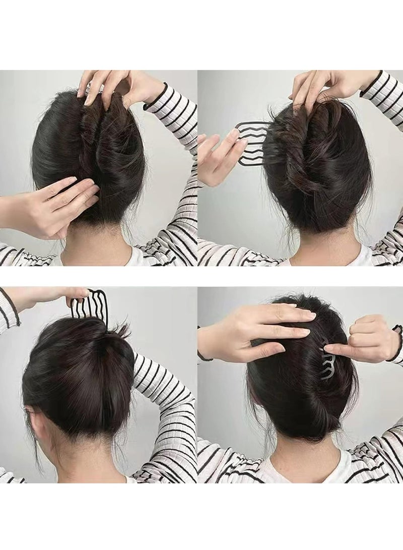 أوزيغالور 4 قطع من مشابك الشوكة المعدنية للشعر - أسنان على شكل حرف U لكعكات الشعر، أدوات تصفيف الشعر السوداء للنساء - Image 4