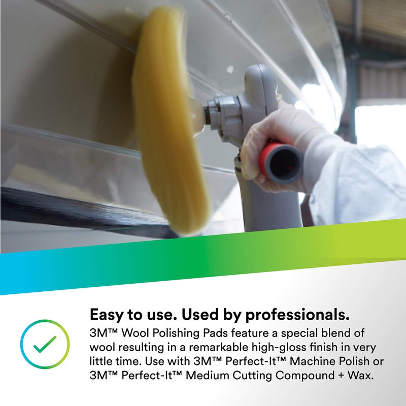 3M Wool Polishing Pad (05713) – For Boats, Cars, Trucks and RVs – Single-Sided – 9 Inches , Yellow - Image 5