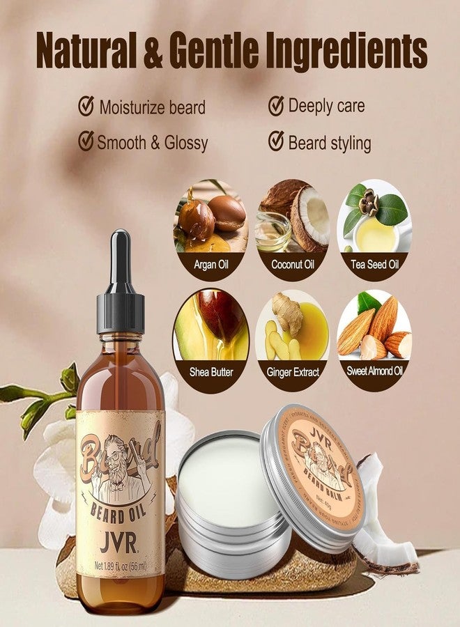 JVR Beard Grooming Kit for Men, Beard Care Kit Includes Oil and Balm,100% Boar Brush Vegan Just for Men Mustache, Perfect Gifts for Him Man Dad Boyfriend - Image 3
