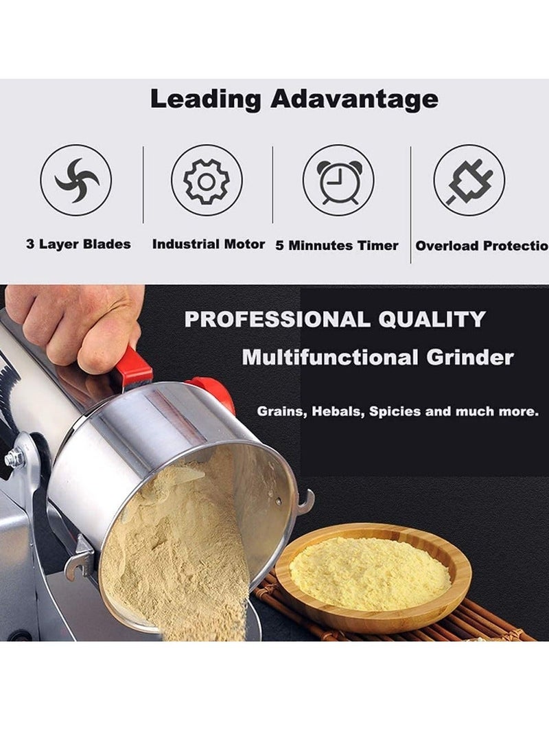 ET-LIFE Electric Grain Mill Grinder, 800g Stainless Steel Herb Mill, 1400W High Speed Commercial Grinder Machine, Superfine Mill Speedy Grinding for Dry Grains Cereals Coffee Corn Pepper - Image 3