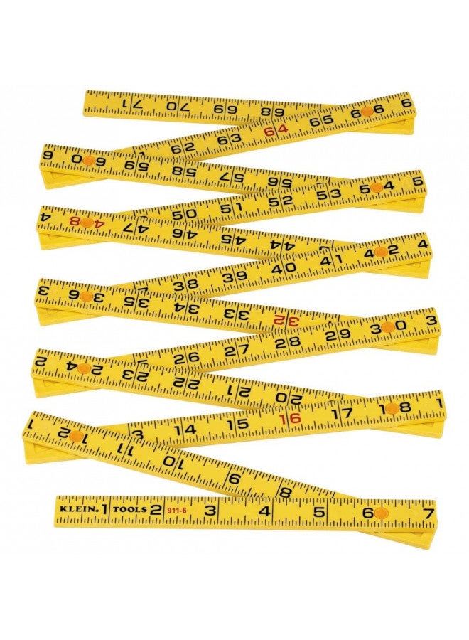 Klein Tools 911-6 Folding Ruler 6-Foot, Durable Fiberglass, Outside Reading - Image 1
