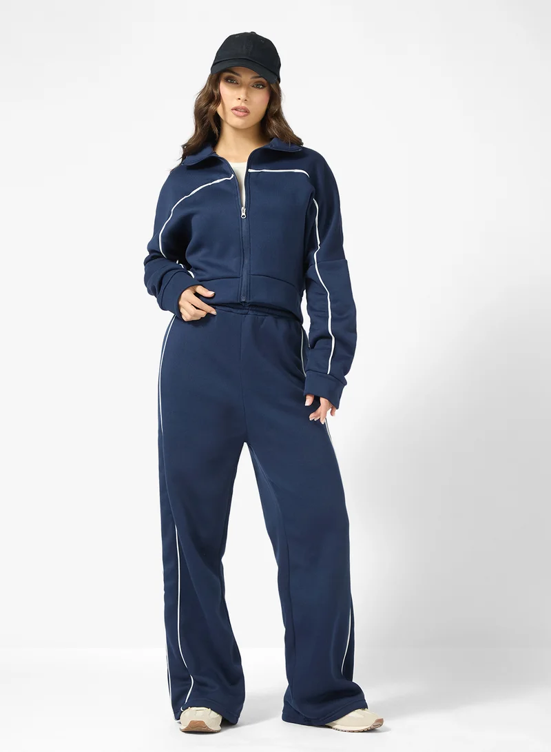 Ginger Zip Up Contrast Trim Detail Tracksuit