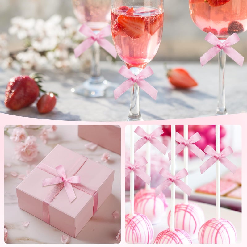 EONSUI 100PCS Mini Pink Bows Decoration with Glue Dots, Tiny Satin Ribbon Ornaments for DIY, Crafts, Favors, Fit for Wedding, Birthday, Bachelorette Party, Bridal Shower, Engagement, Baby Shower - Image 5