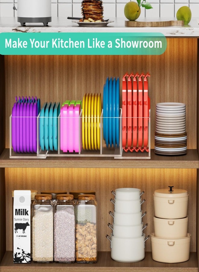 YUNEASELF Expandable Lid Storage Organizer: Kitchen Food Container Lids Organizer for Cabinet - Acrylic Extra Large 10-18" Food Storage Container Holder for Cabinets Cupboards Pantry Drawer - Image 2