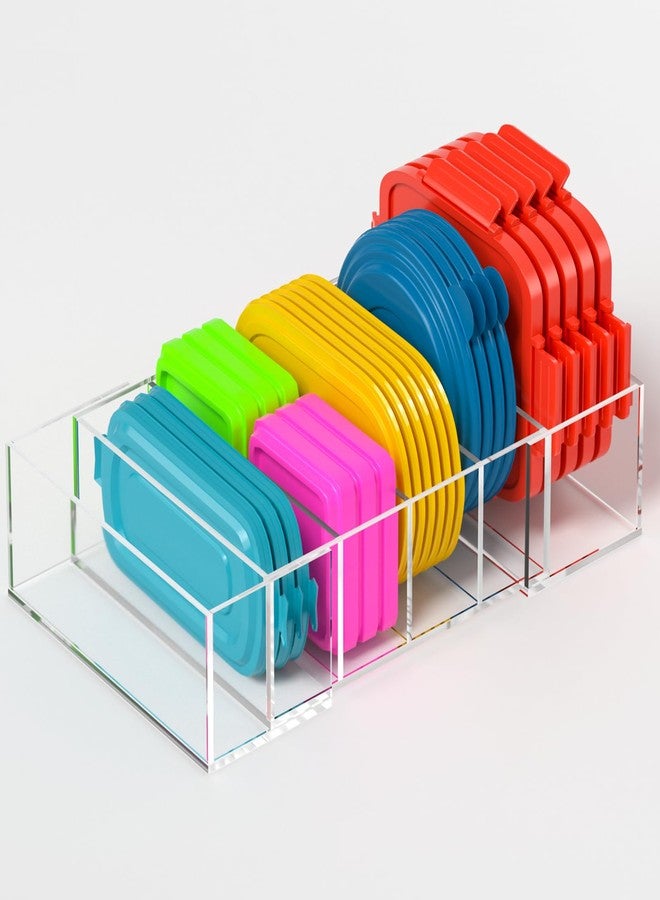YUNEASELF Expandable Lid Storage Organizer: Kitchen Food Container Lids Organizer for Cabinet - Acrylic Extra Large 10-18" Food Storage Container Holder for Cabinets Cupboards Pantry Drawer - Image 1