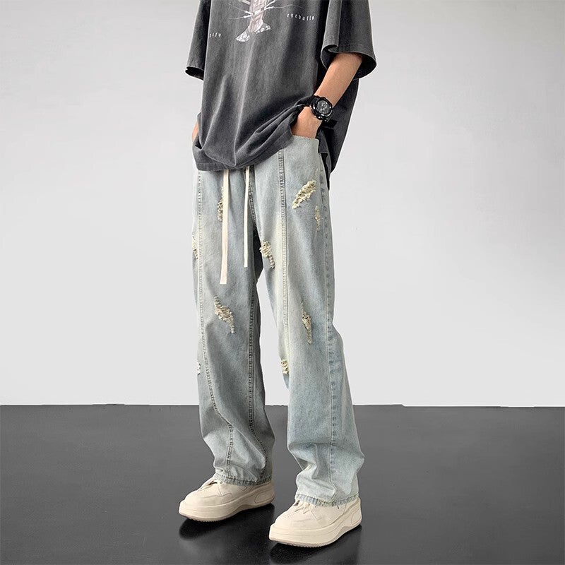 Unisex Classic Denim Jeans Loose Fit Daily Outdoor Wear - Image 2