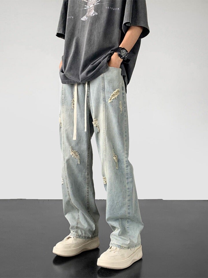 Unisex Classic Denim Jeans Loose Fit Daily Outdoor Wear - Image 3