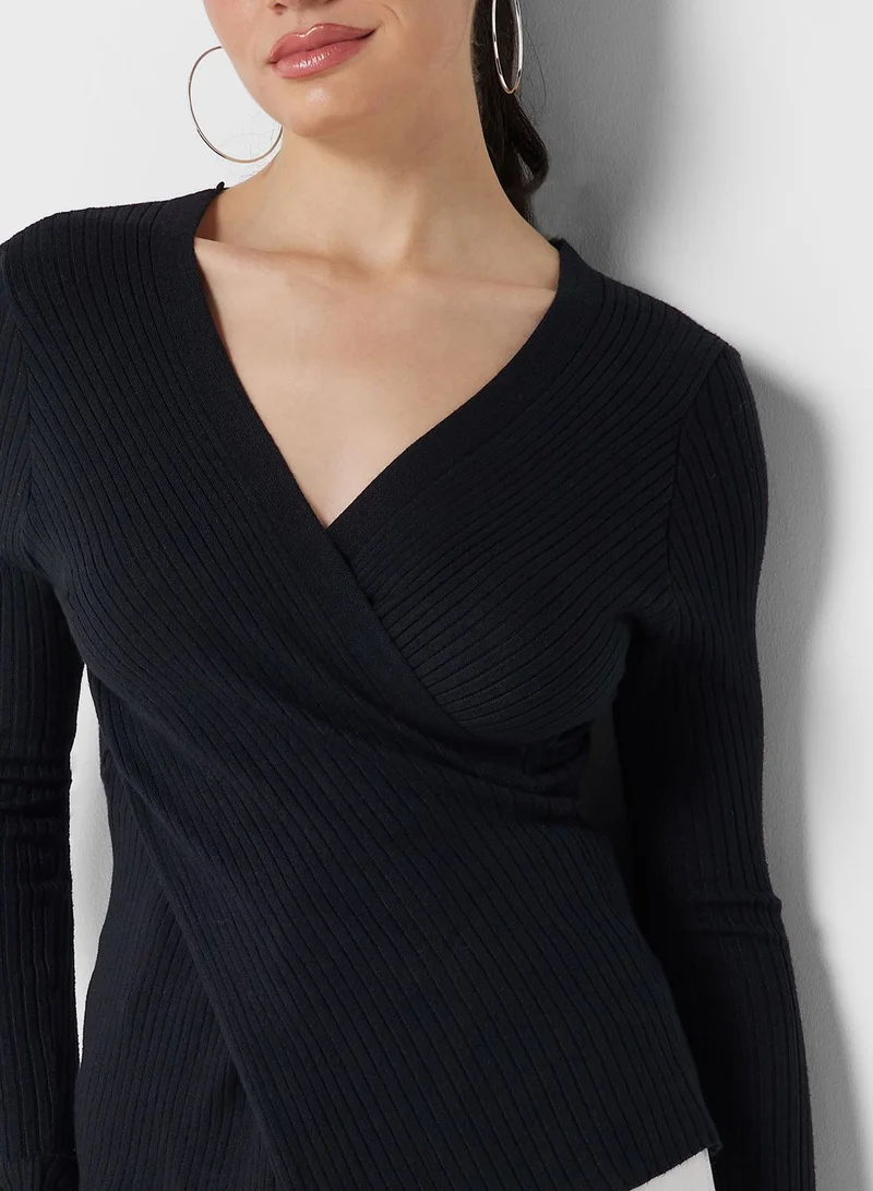ELLA V Neck Overlap Sweater