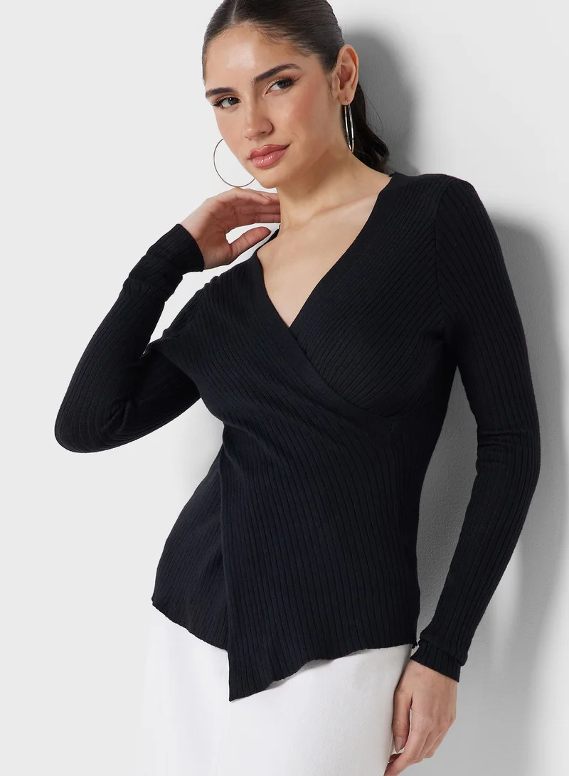 ELLA V Neck Overlap Sweater