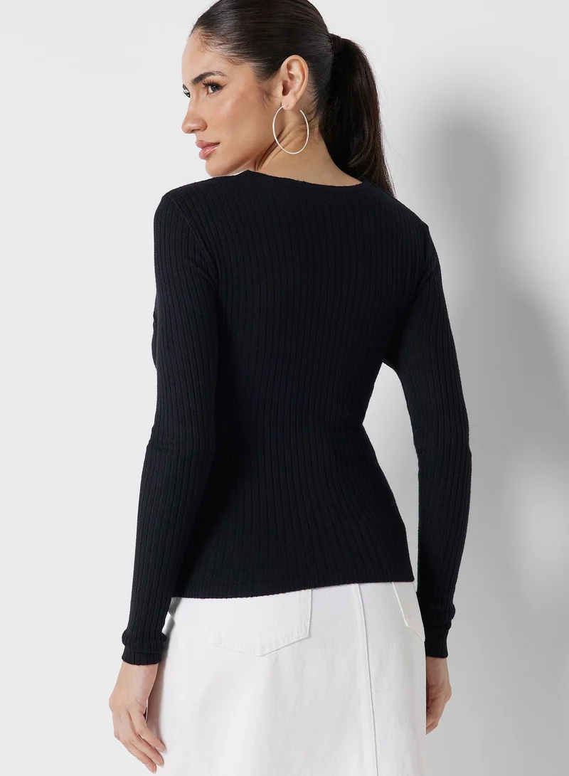 ELLA V Neck Overlap Sweater