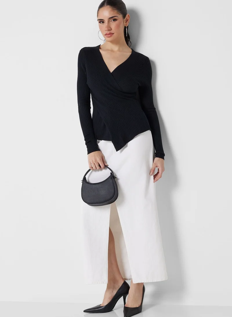 ELLA V Neck Overlap Sweater