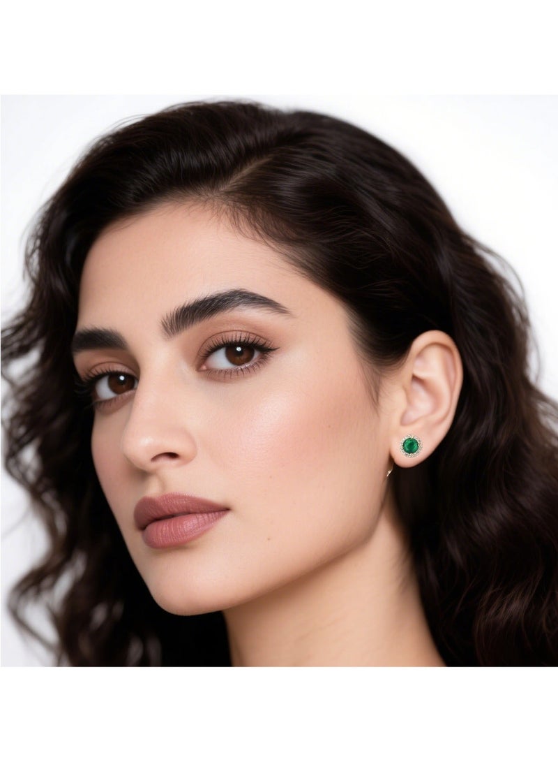 KELIO Retro Luxury Diamond Studded Round Earrings - Image 1