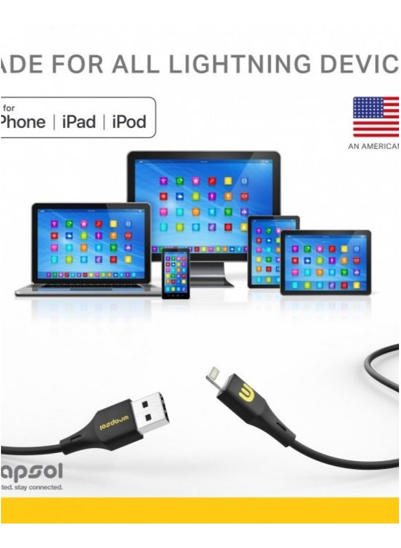 Wrapsol iPhone Cable USB-A to MFI Lightning 3M – Black - Image 4